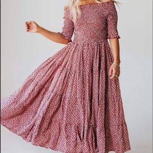 NWT | Orange Creek | SABRINA SMOCK DETAILED DRESS BURGUNDY | M | SOLD OUT ONLINE